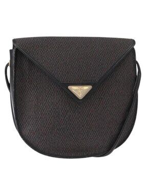 Authentic SAINT LAURENT Shoulder Bag Canvas Black Gold